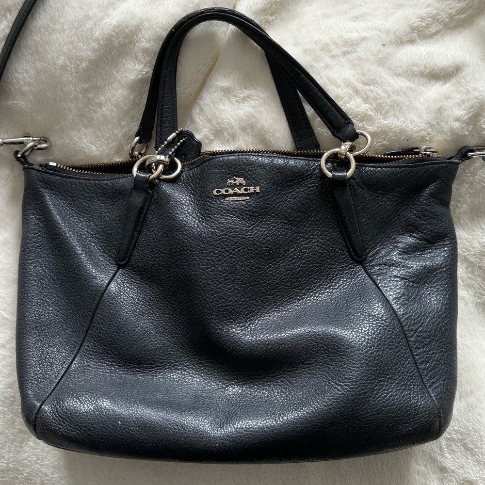 Coach crossbody purse. Black leather.